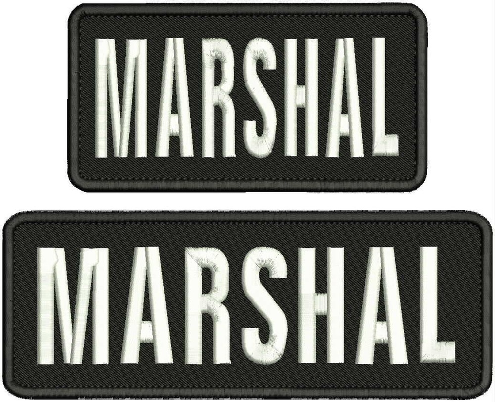 MARSHAL embroidery patch 3x8 &3x6hook on back  BLK/white