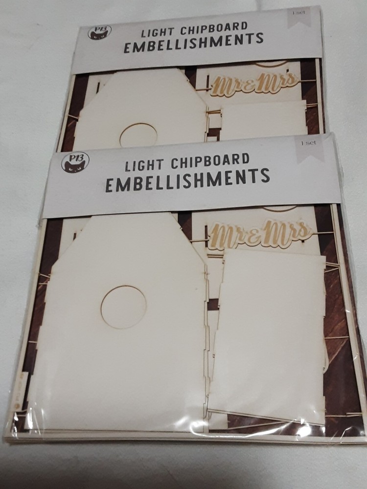 P13 Light Chipboard Embellishments Bundle 10assorted medium & large sizes