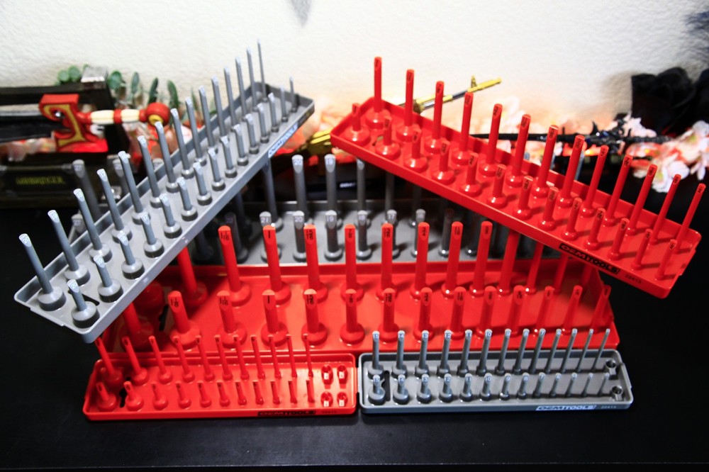 OEM Tools 6 Piece Plastic Socket Holders - SAE and Metric Socket Tray Set