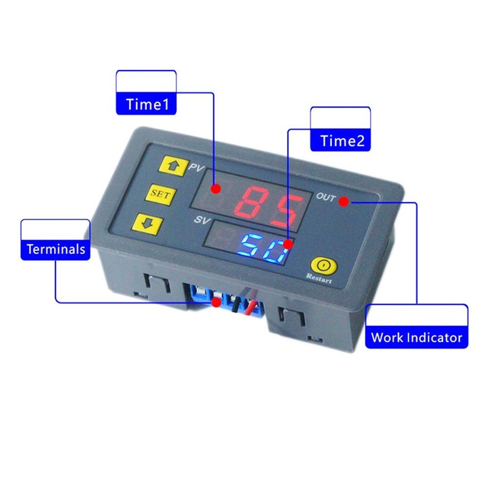 Cycle Timer Digital Delay Relay Programmable 110220V 20A with LED Display