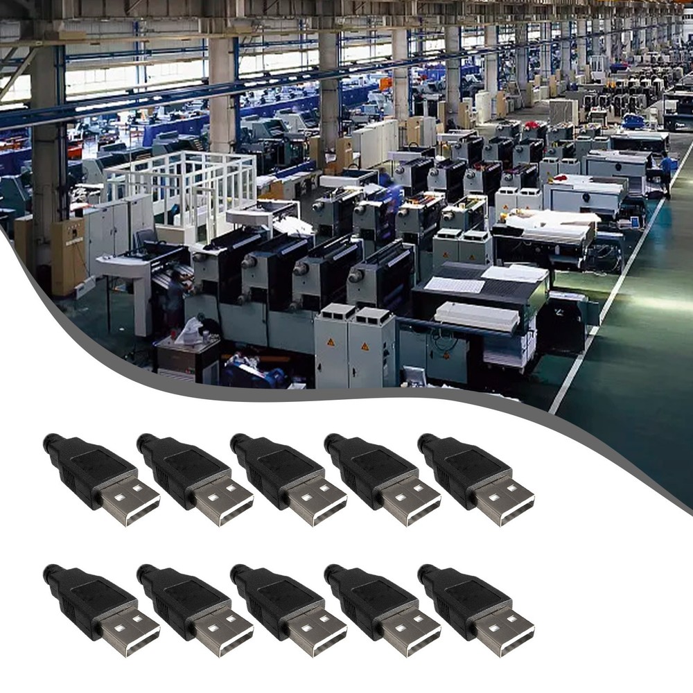 Experience Optimized USB 2 0 Male Connector Black Plastic Case Pack of 10