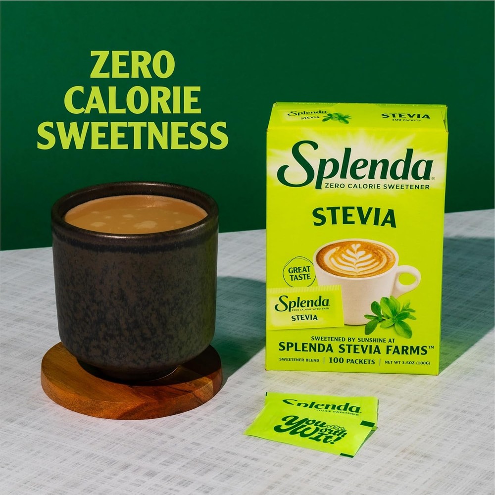 SPLENDA Stevia Zero Calorie Sweetener Packets - 100 Count, Sugar Substitutes