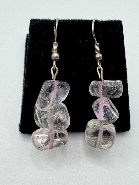 Ladies Sterling Silver 925 Clear Crystal Dangle Earrings