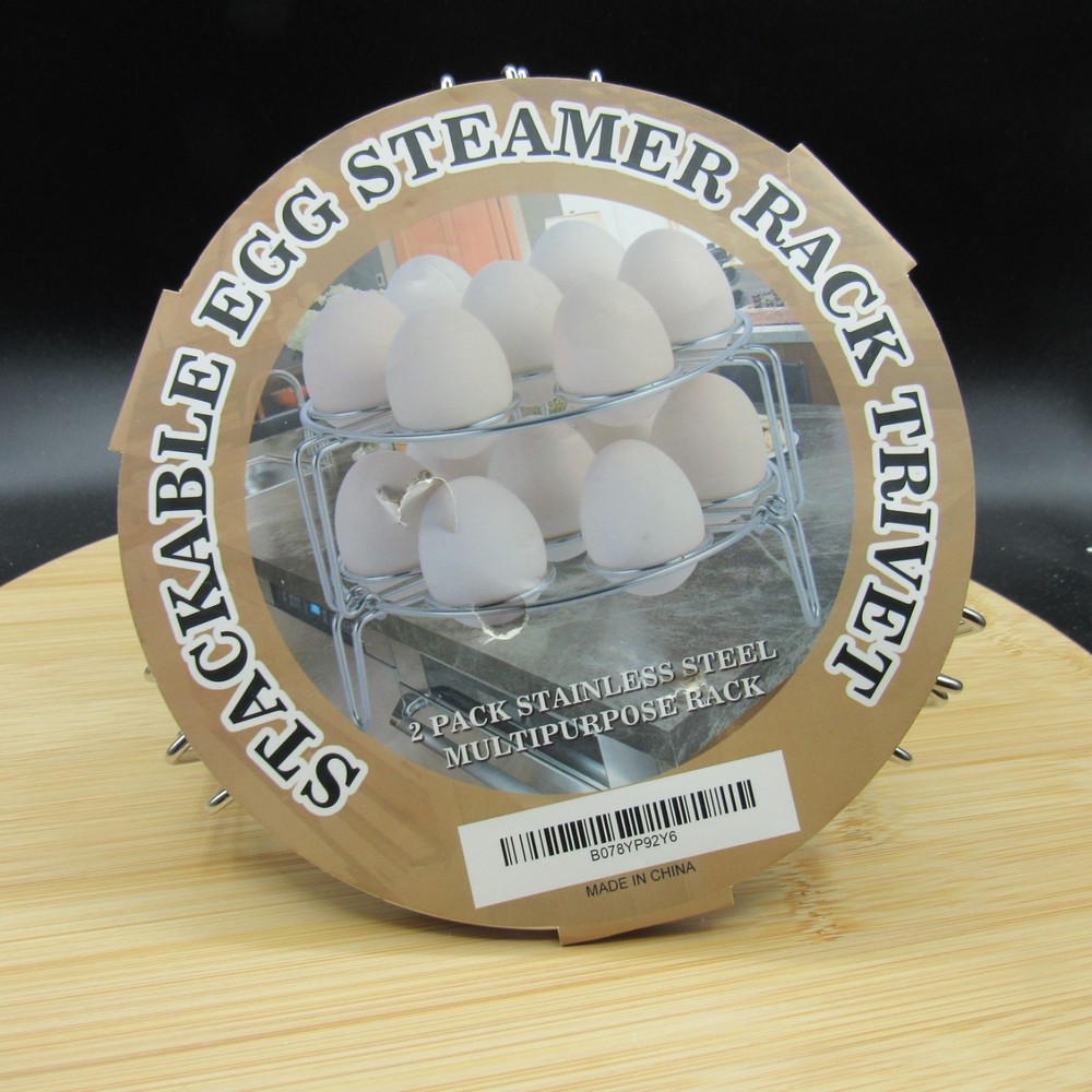 NEW Metal 2 Pc Stackable 14 Count Egg Steamer Rack  Trivets