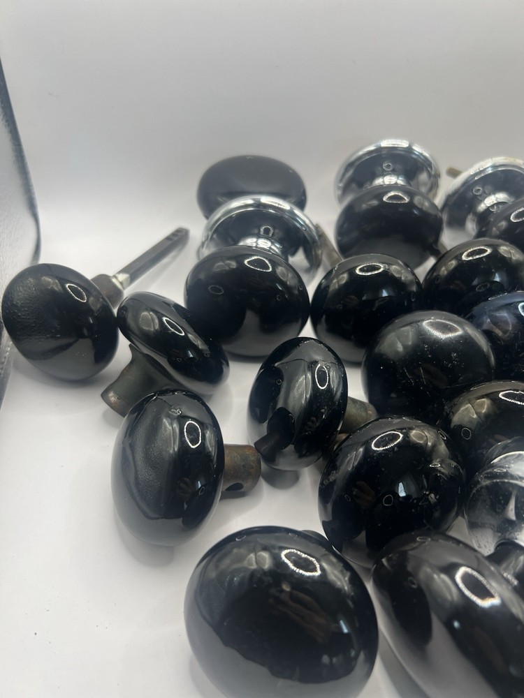 Vintage Antique Black Marble Door Knobs 26 Count