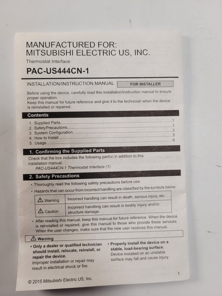 Mitsubishi PAC-US444CN-1 Thermostat Interface Adapter