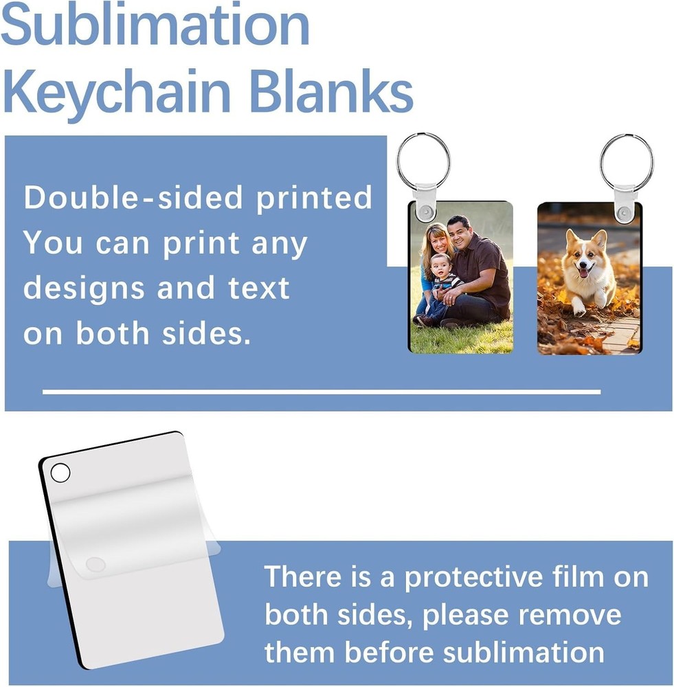 DIY Sublimation Keychain Blanks with Rings & Clips