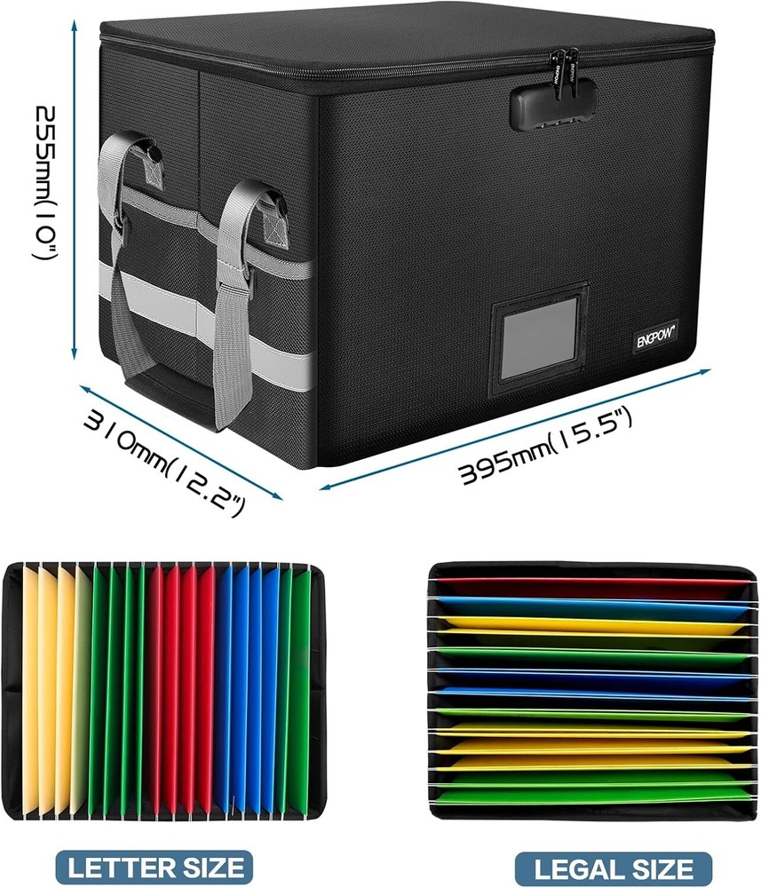 Fireproof Document Organizer with Lock - Portable and Waterproof Storage Box