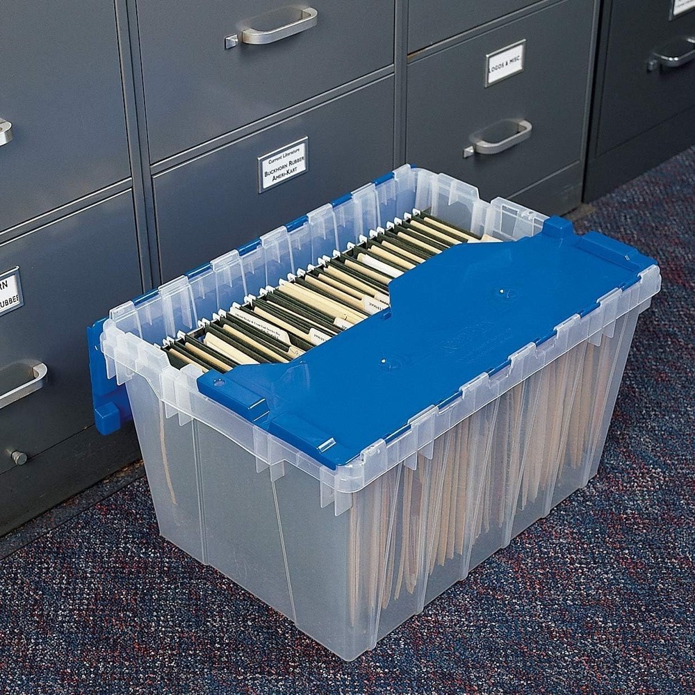 KeepBox 12 Gallon Storage Container Nesting and Stackable Plastic with Lid