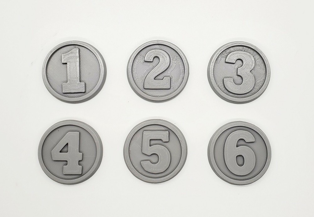 3D Printed Round Numbered Disk Objective Markers for Tabletop Gaming