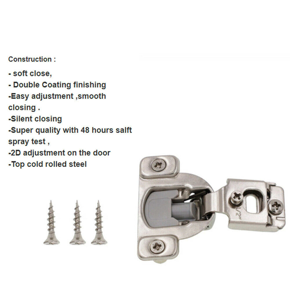 20Pack Compact Concealed Kitchen Cabinet Door Hinge 105° Close 1/2"Overlay