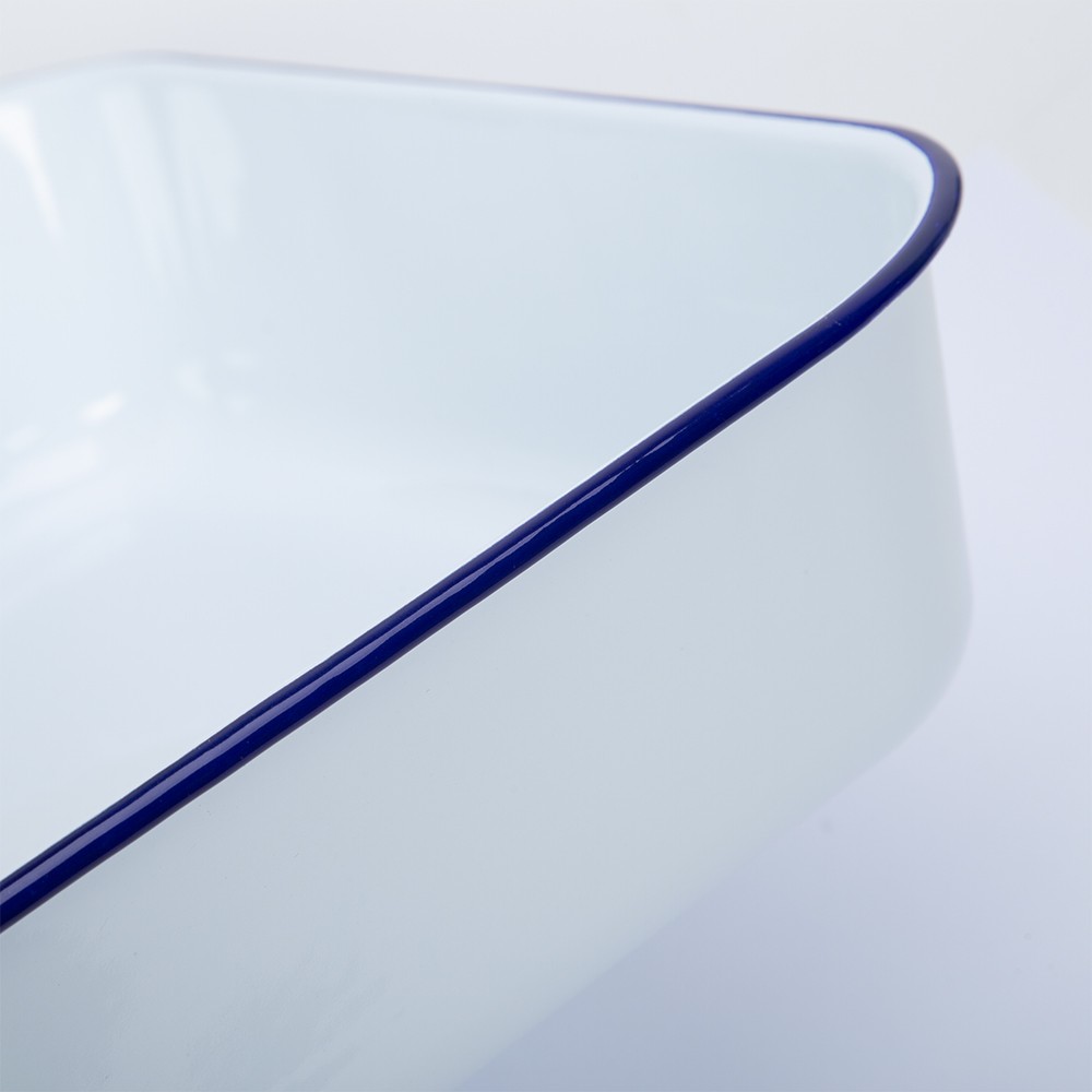 Falcon Enamel Deep Roasting Pan White & Blue 41cm