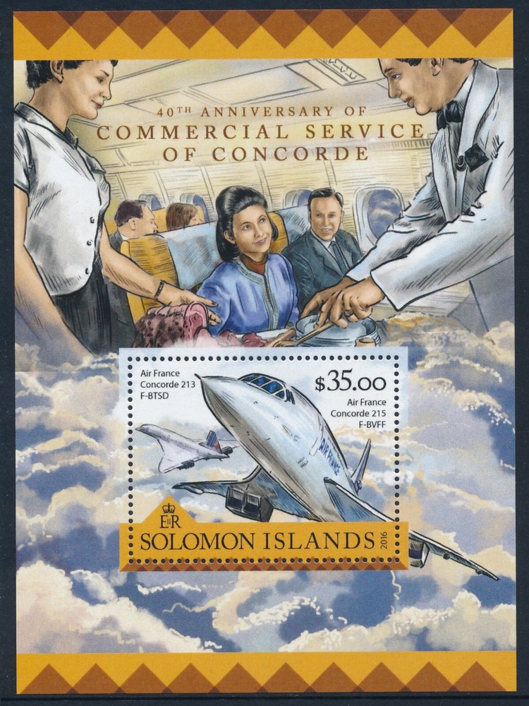 2016 SOLOMON ISLANDS CONCORDE FLIGHT MINI SHEET ($35) FINE MINT MNH