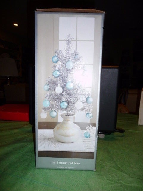 New 18" Silver Tinsel Mini Tree in ceramic vase