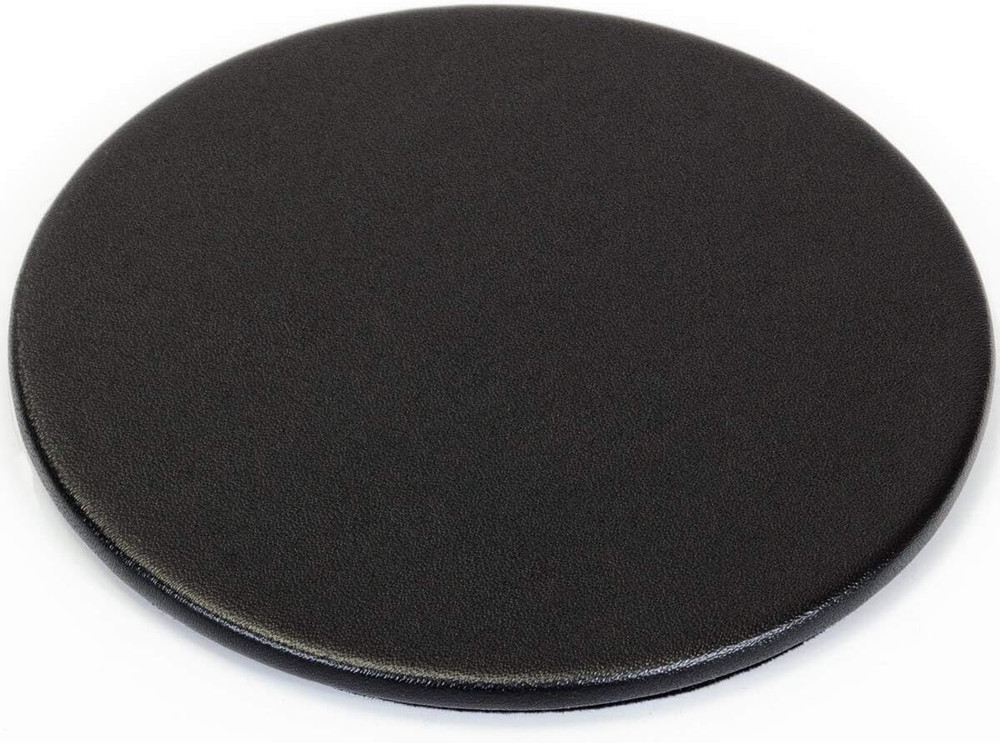 Black Leather 4-Round Coaster Set