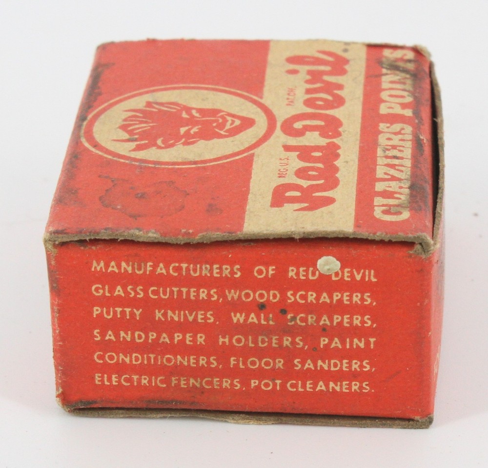 Vintage Red Devil Glaziers Points Box Old Hardware Advertising Tool Display