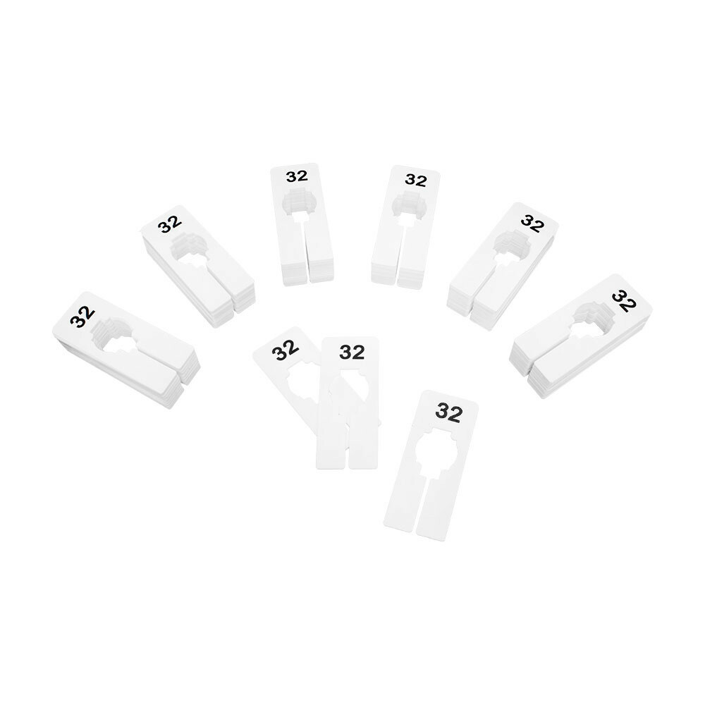 10 PC 2" x 5" Clothing Rack Size 32 Dividers Hangers White Plastic Rectangular