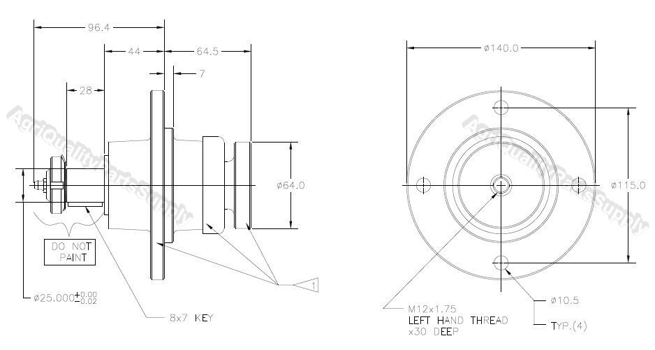 Worksaver Finish Mower Spindle, code 650897 , P/N 01-252, 00775017