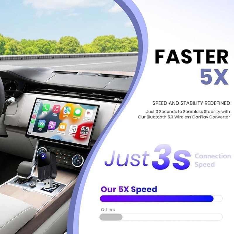 2026 Upgraded Wireless CarPlay Adapter for iPhone & Android Auto