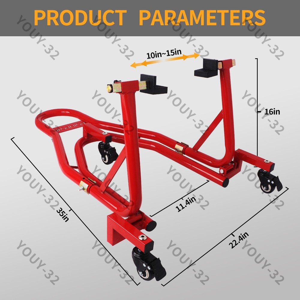 360° Motorcycle Stand Lift Paddock Wheel Fork Adjustable Dismantable Universal