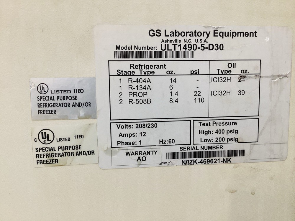 REVCO SOLIDCOLD Legacy Refrigeration Model Number: ULT1490-5-D30
