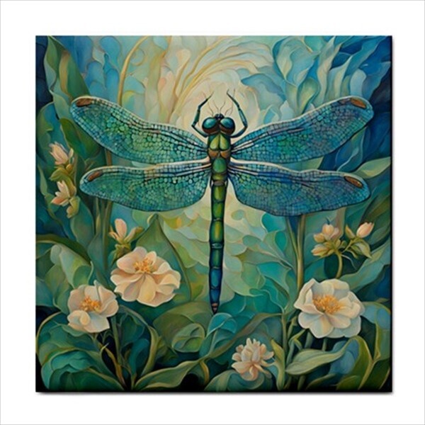 Ceramic Tile Dragonfly Flowers Kitchen Backsplash Home Decor Art