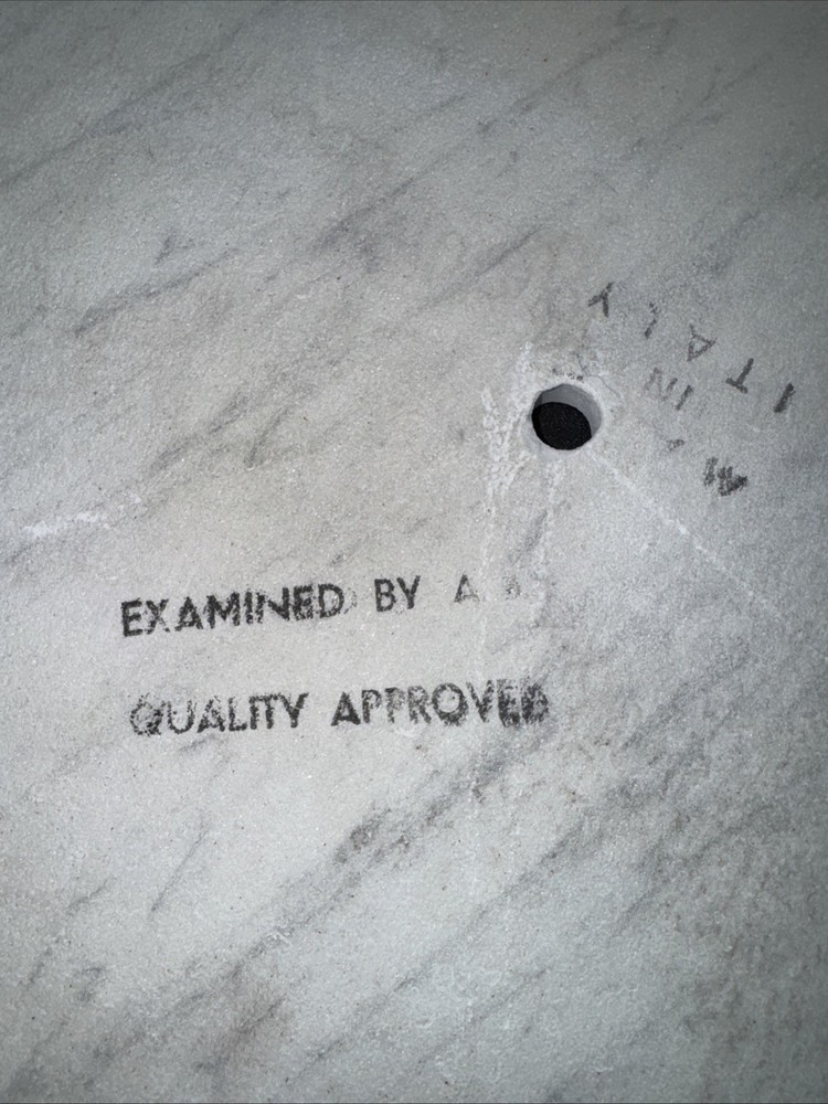 Vintage Solid Replacement 18” Marble Table Top (Italy) White & Gray Veining