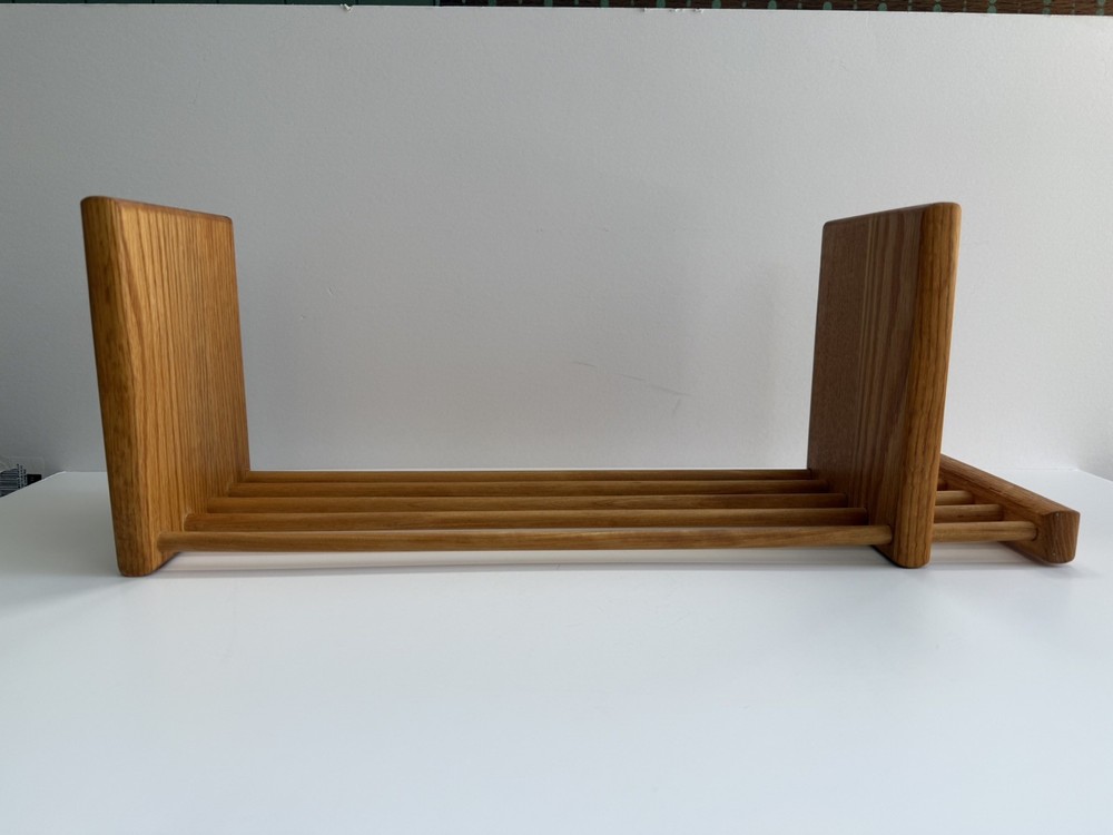 Vintage Oak Sliding End Adjustable Desktop Book Shelf Bookcase