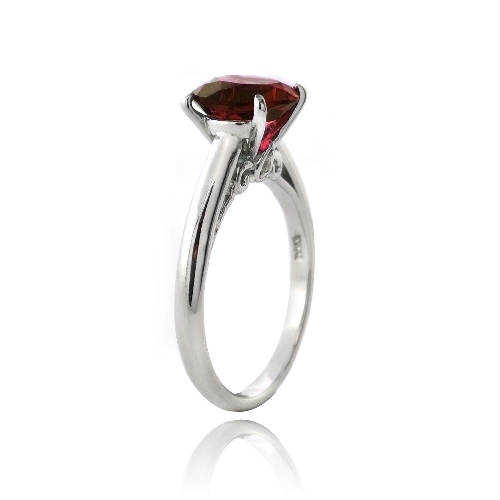 925 Silver Created Ruby Round Solitaire Ring