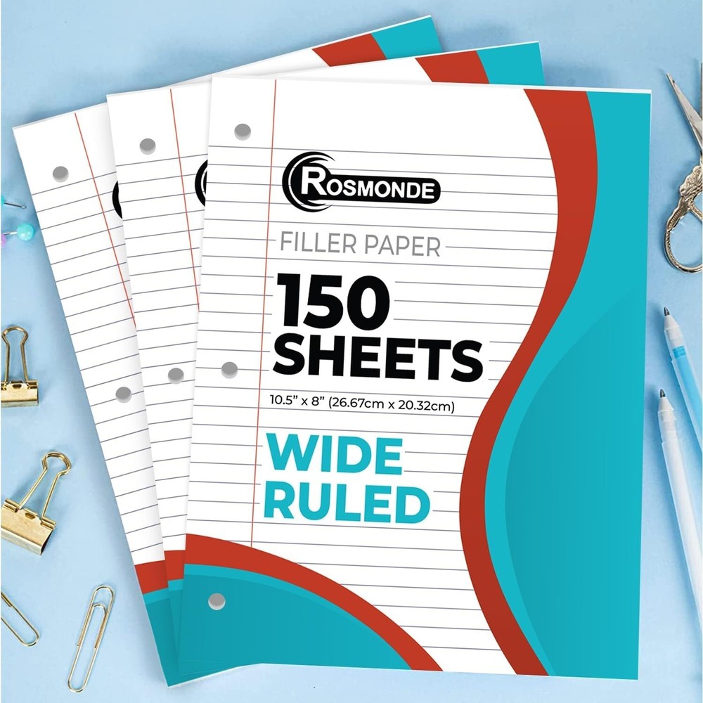 450 Sheets Bulk Wide Ruled Loose Leaf Paper for School Office