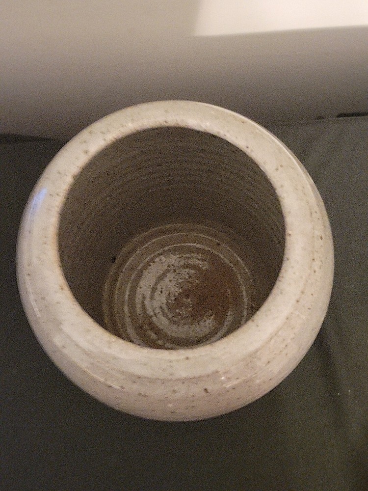 Studio Pottery Stoneware Lidded Jar Canister Container Signed 9 1/2" Tall