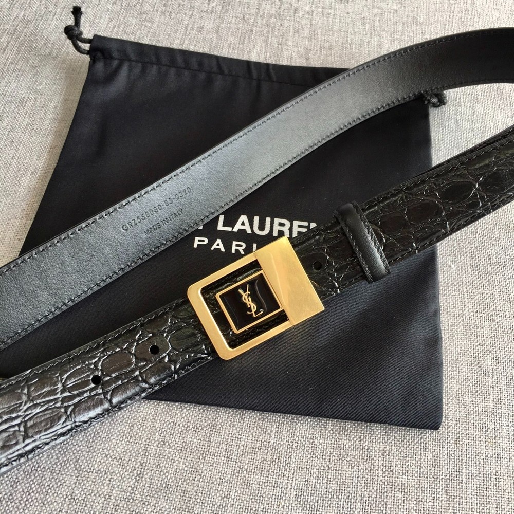Black YsL Saint Laurent belt authentic women