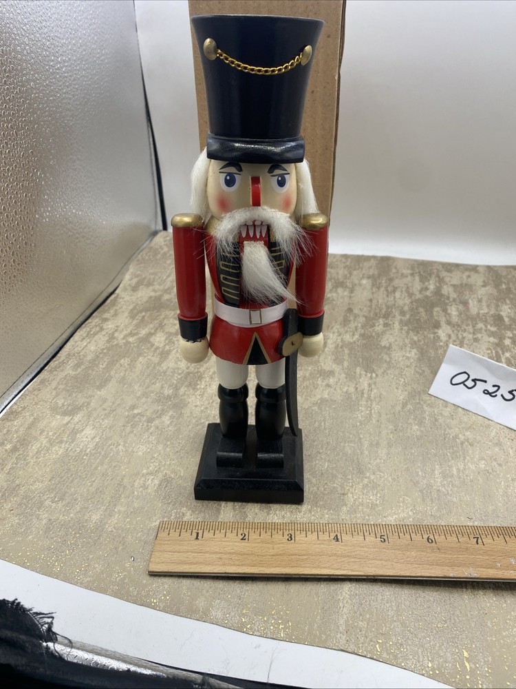 10" Wood Soldier Nutcracker With Sword & Box