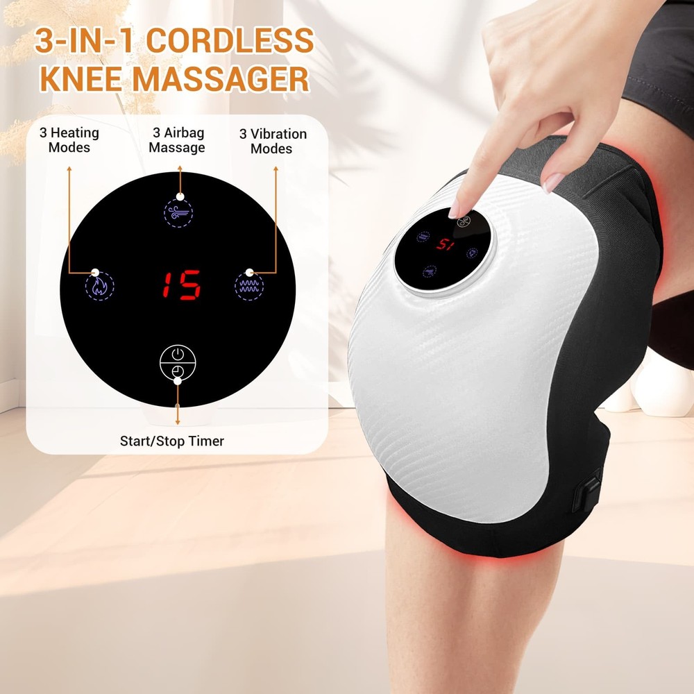 Knee Wrap Massager Air Compression Heating Pad for Circulation Therapy