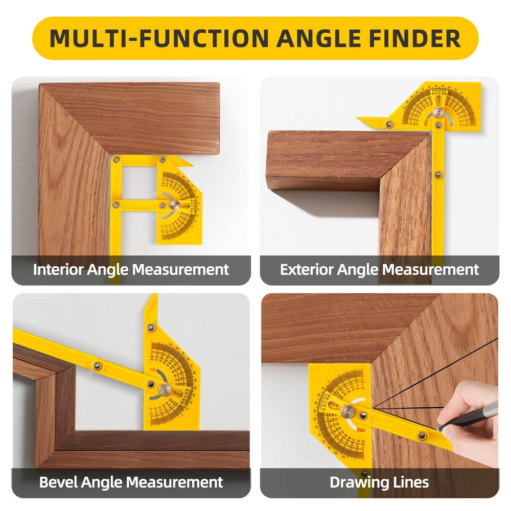 2 Pcs Protractor Angle Finders, Adjustable Protractors 0°-180° with Yellow