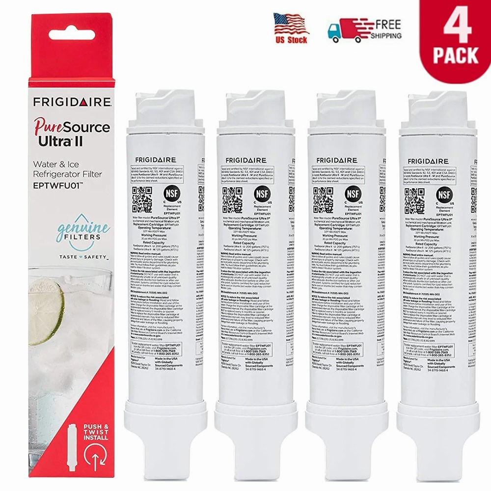 4PACK Frigidaire EPTWFU01 Pure Source Ultra II Refrigerator Water Filter