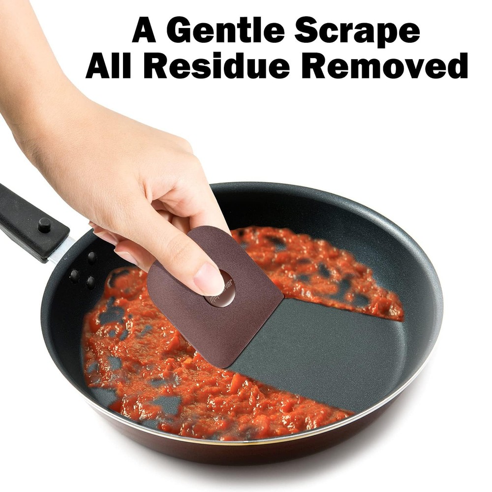 Pan Scraper, 5 Pcs Pot Scraper Plastic, Non Scratch 5 Pcs, Brown