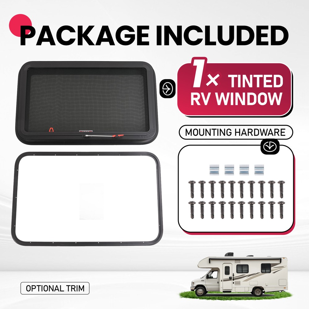 For Camper Push Out Emergency 36" W x 22" H RV Window Exit Window Tined Glass