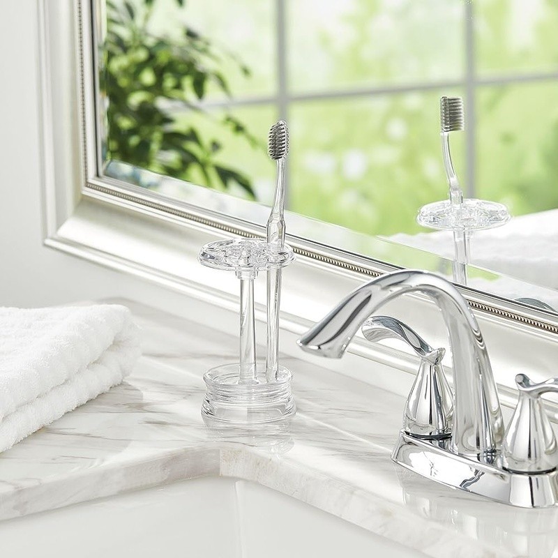 Toothbrush Holder 2 Pack Plastic Organizer Compact Design Bathroom Storage New