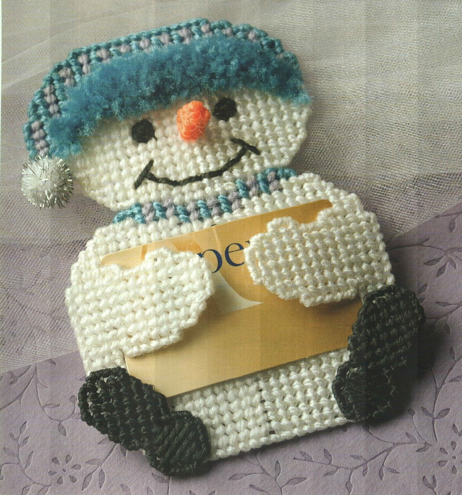 SNOWMAN GIFT CARD HOLDER CHRISTMAS PLASTIC CANVAS PATTERN INSTRUCTIONS