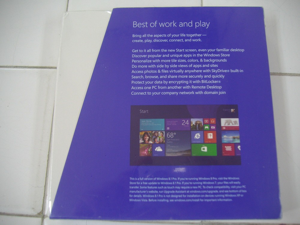Microsoft Windows 8.1 Pro Full English Version 32 & 64Bit DVD MS SEALED BOX=