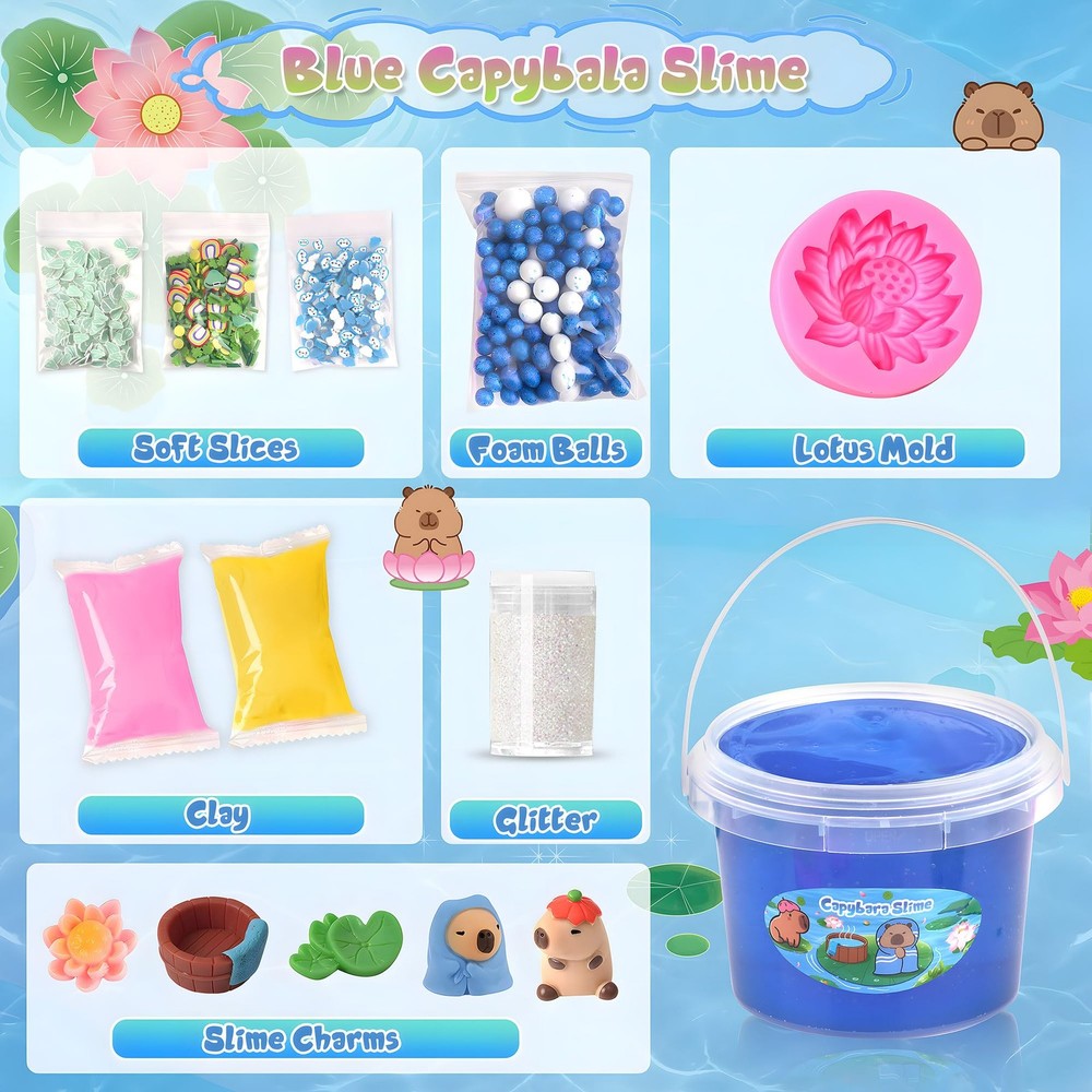 Joytry Capybara Slime Kit 10oz, Big Clear Bucket