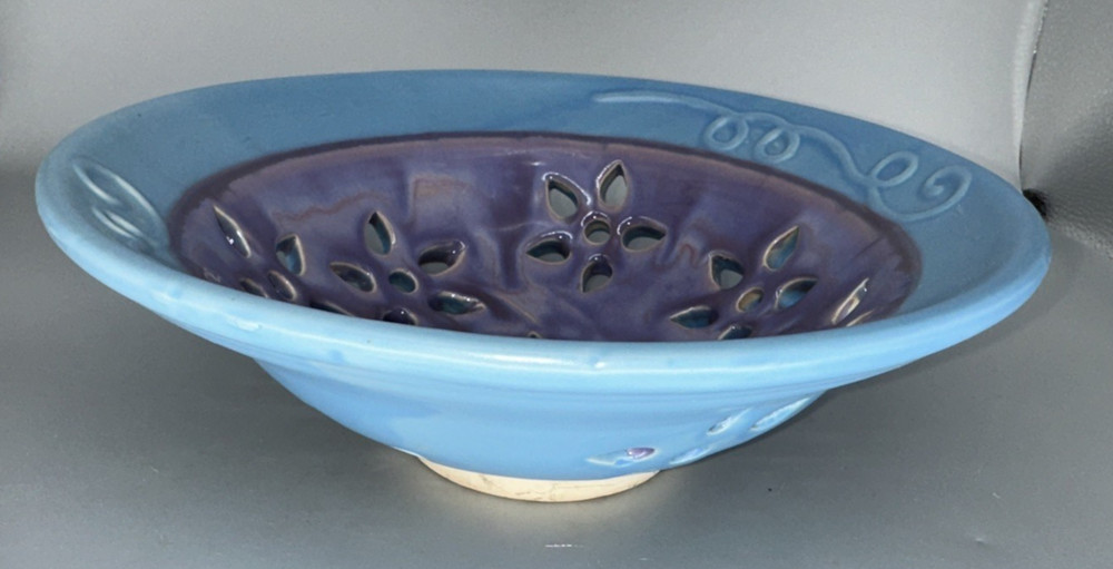 Studio Multicolor Pottery Colander Berry Bowl Ceramic Handmade 10.5” Strainer