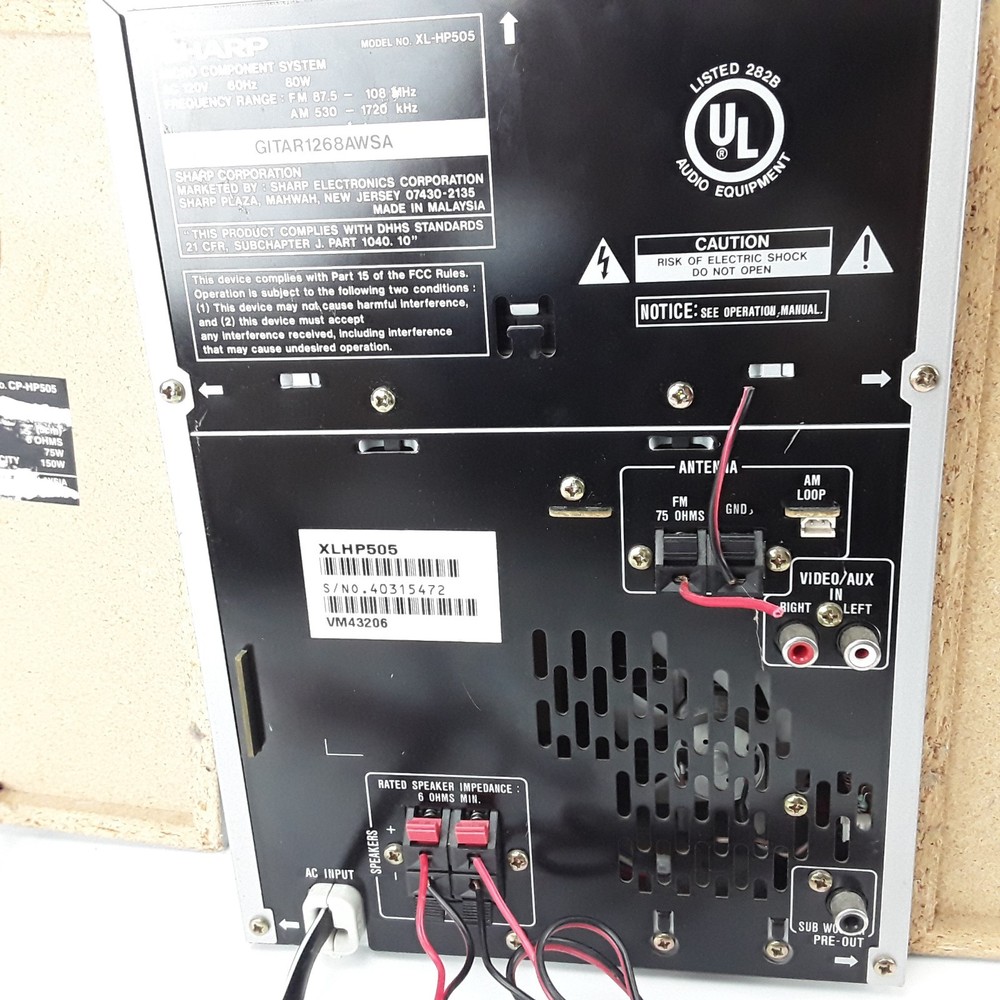Sharp XL-HP505 5-Disc CD Changer Cassette AM FM Radio Micro Component System
