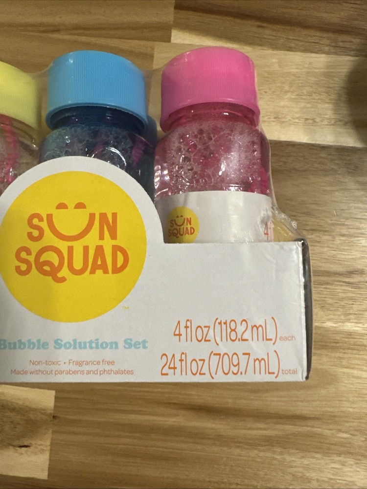 Sun Squad Bubble Solution 4oz 6pk Bubbles Spring Summer Fun