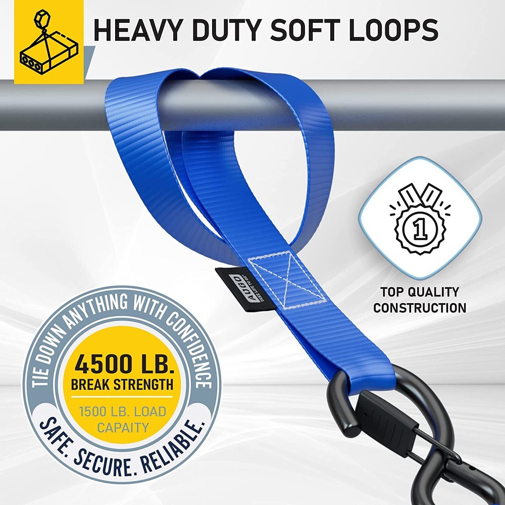 6x Soft Loop Tie Down Straps-1500Lbs Load Capacity & 4,500 Lbs Breaking Strength