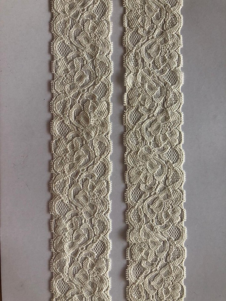 Cracked White Elegant Lace Trims Elastic 2in AL407 NR