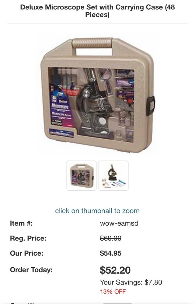 Deluxe Microscope Set with 48 pieces and Carrying Case