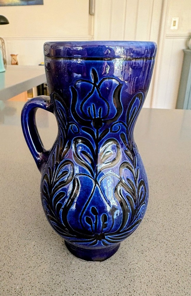 Small Korand Romanian Glazed Pitcher Blue