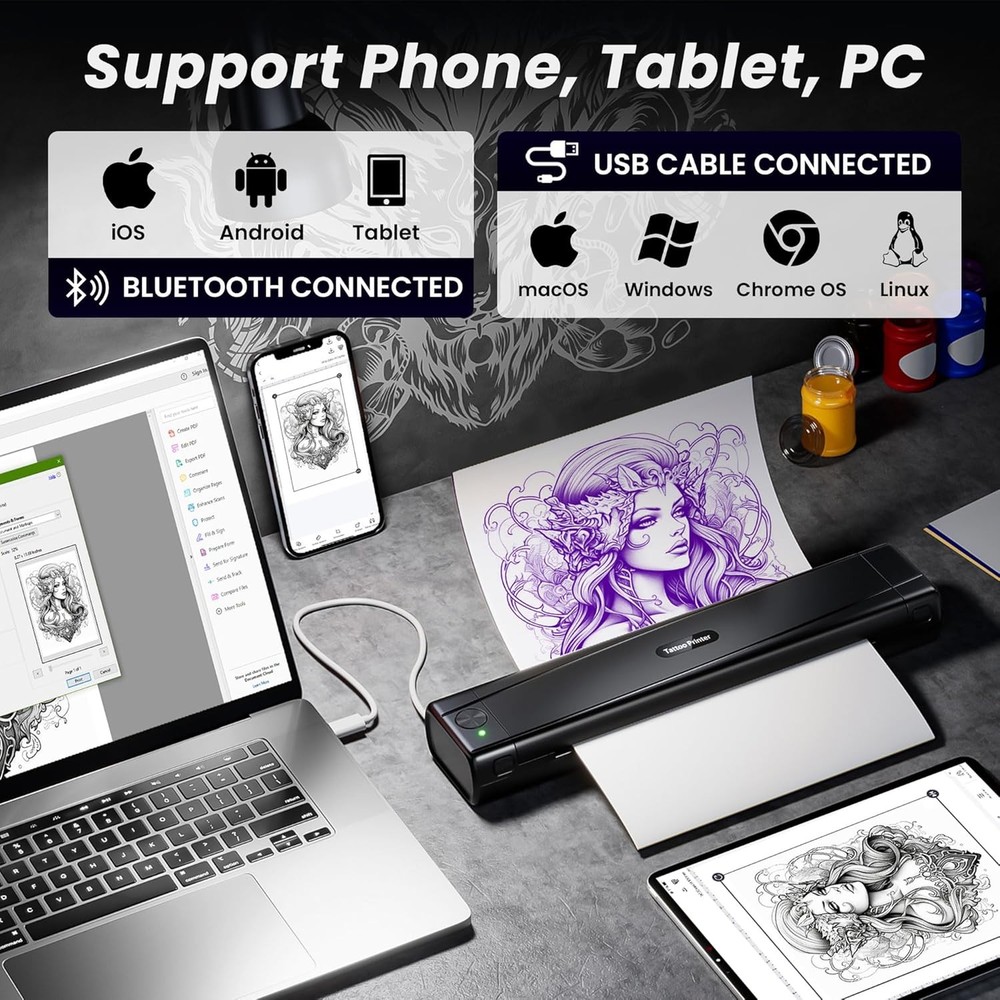 Phomemo Tattoo Transfer Stencil Printer A4 Thermal Bluetooth Tattoo Machine